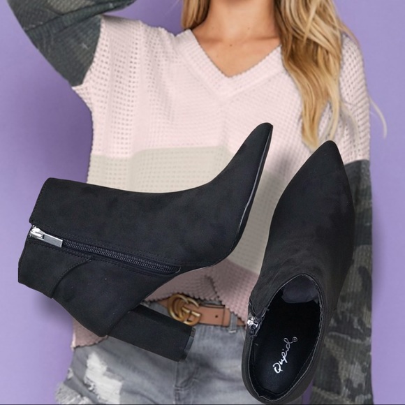 Qupid Meier Black Platform Chunky Pointed - Picture 4 of 6